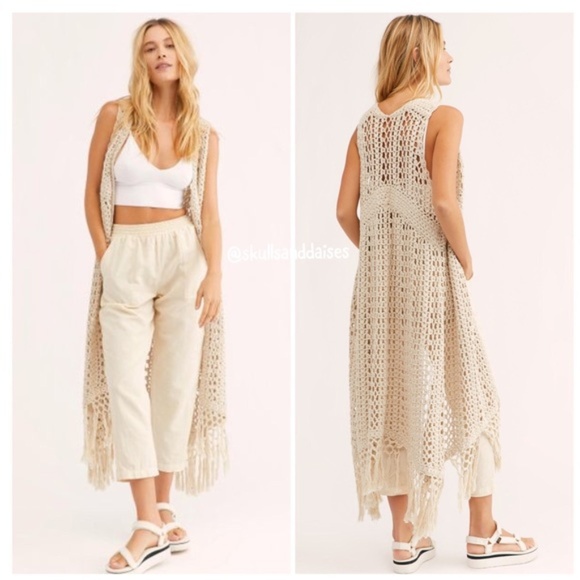 Free People Sweaters - Free People Suncatcher Crochet Kimono Cardigan NWT